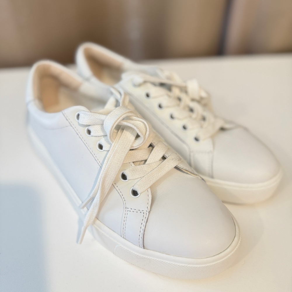 Sam Edelman Poppy White Leather Low Top Lace Up Sneakers Womens‎ Size 7